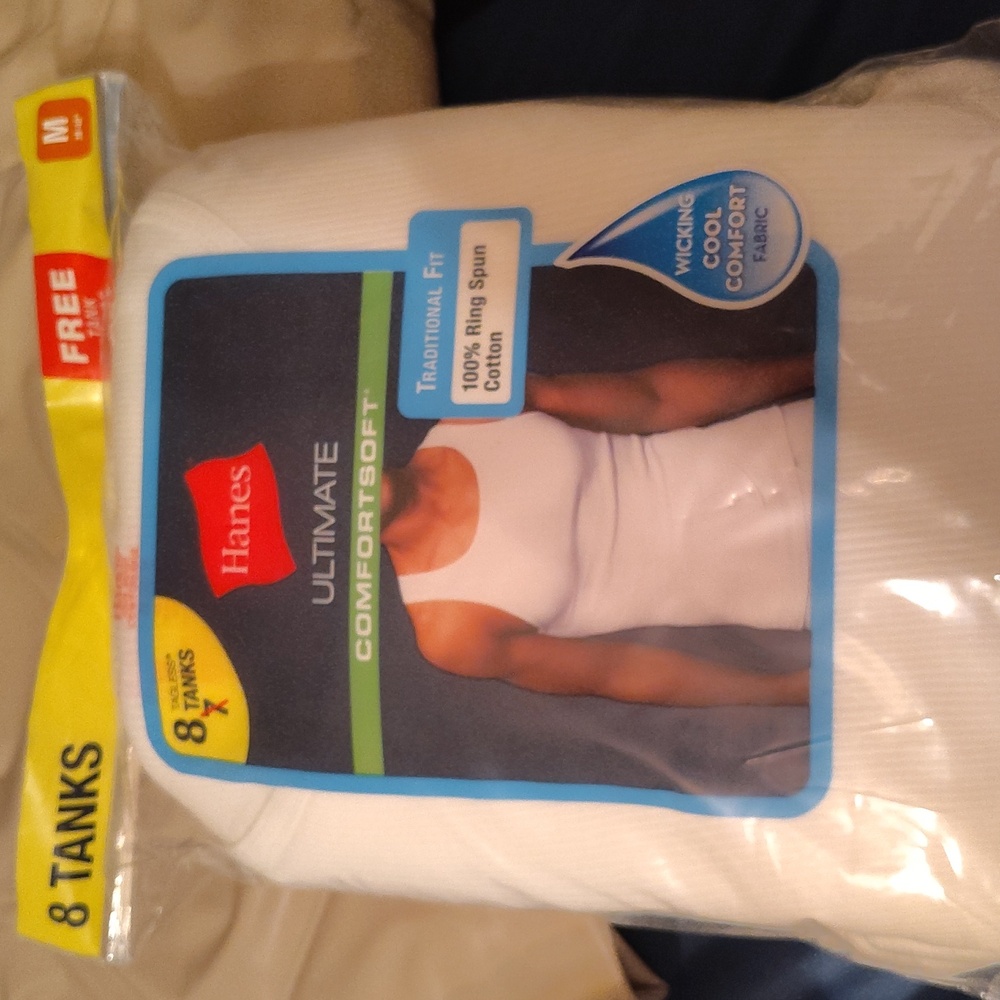 Hanes White Ultimate ComfortSoft Tanks - 8